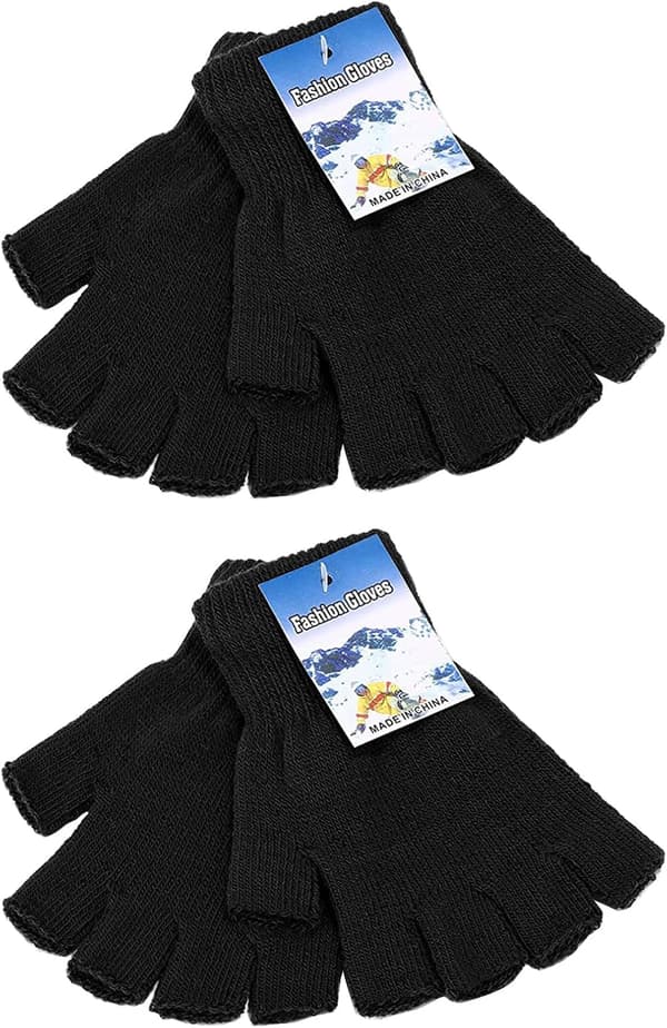 4 par vinterhalvfingerhandskar - stickade fingerlösa vantar