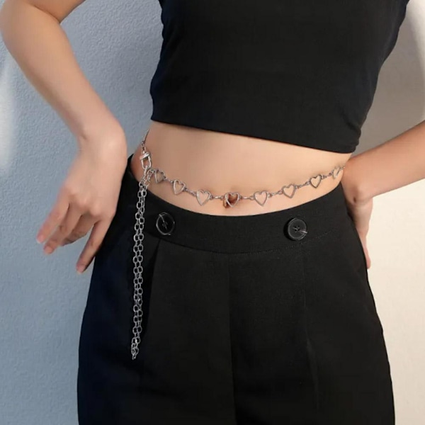 Hjärtformad midjekedja Bälte Elegant metall midjekedja Midjeband  Silvery 1pcs
