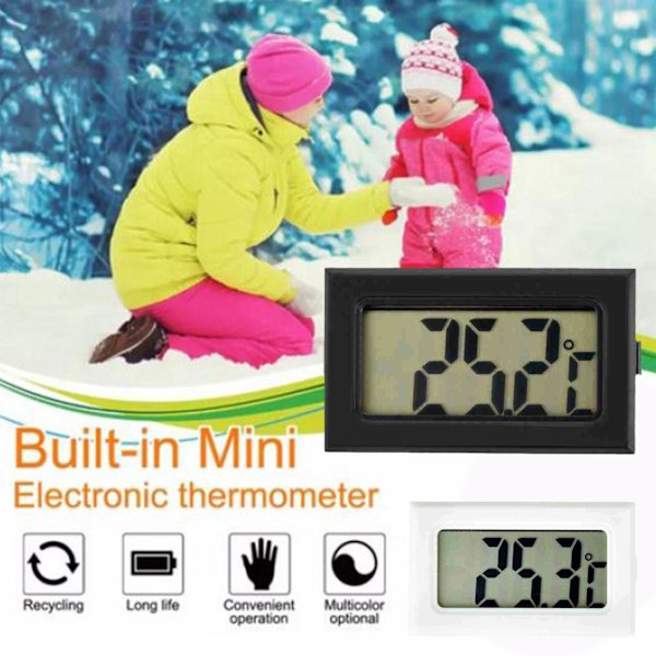 Mini Termometer Svart/Vit LCD Digital Termometer Temperatur black One-size