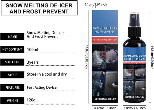 Bilfönster Avfrostningsspray 100ml Långvarig Och Mångsidig Avfrostare