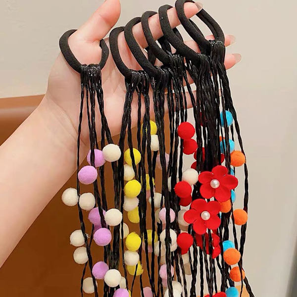 40cm Söt Tjej Färgglad Peruk Hårrep Prinsessa Fläta Hästsvans Elastiskt Hår O6B7 red one-size