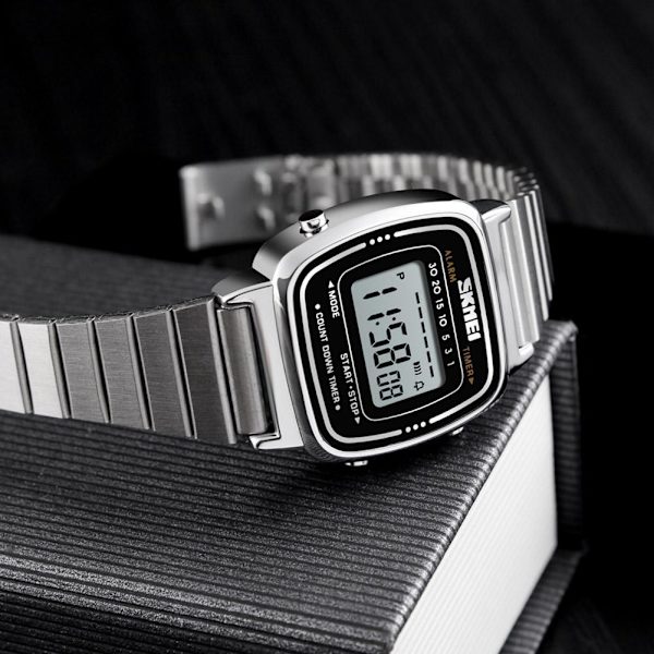 SKMEI Mode Dam Herr Business Digital Klocka Sport Stål Rostfritt Datum Casual Gåva Q3H3 Black One size
