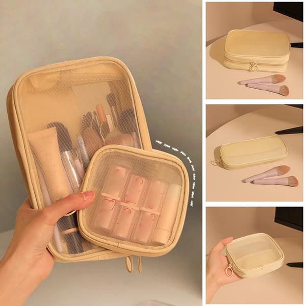Dame Makeuptaske Mesh Rejseopbevaringstaske E7J0 White MB
