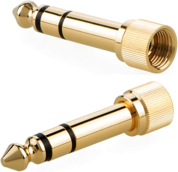 6 stk. Jack forgyldt 6,35 mm han til 3,5 mm hun stikforbindelse -
