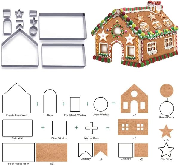 3D pepparkaksformar - pepparkakshusform (10-pack)