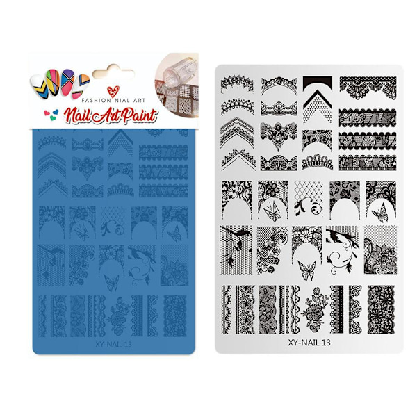 Nagelstämpling Tryckt Stålplatta Självhäftande Nagelsticker Sim NAIL 08 1pcs