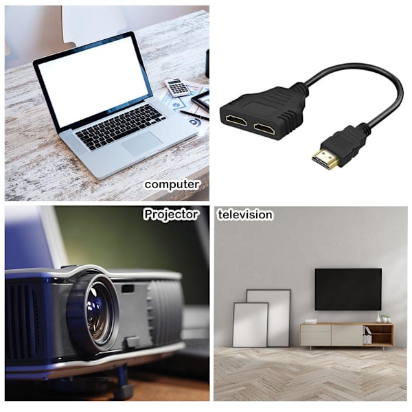 1*HDMI-kabel 1080P HDMI Splitter Port Hane till 1 Hona 2 Ut Adapter HDMI H-AU-