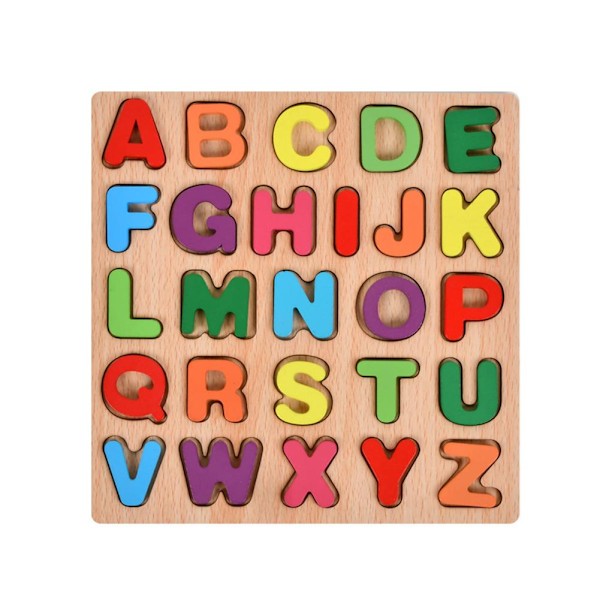 Träpussel Barn Pedagogisk Lärleksak Djurblock Gåva B6 I9M T6Q5 letter onesize