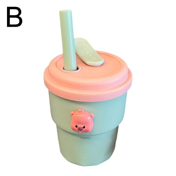 Söt Cartoon Vattenkopp Tjock Silikonplast Rund Kopp Vatten blue 300ml