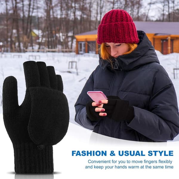 Konvertibla fingerlösa vantar - Stickade handskar med överdrag