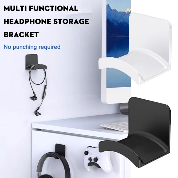 1x Hörlurshängare Under Skrivbord Krok Headset Display Ny Väggmonteringshållare -AU.  White 2pcs