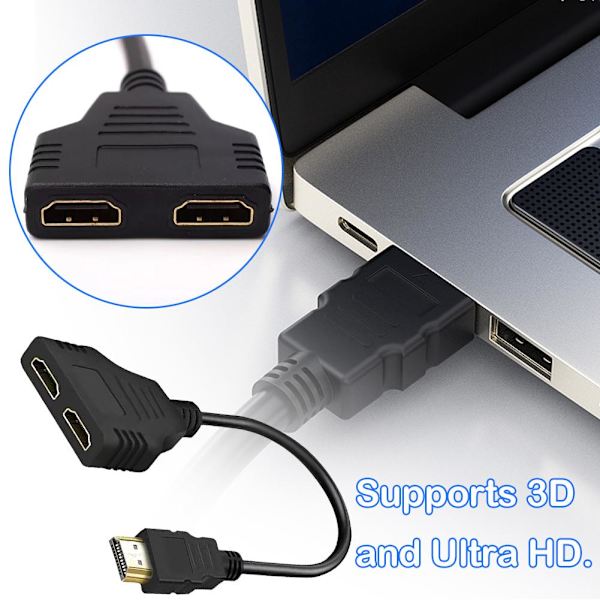 1*HDMI-kabel 1080P HDMI Splitter Port Hane till 1 Hona 2 Ut Adapter HDMI H-AU-