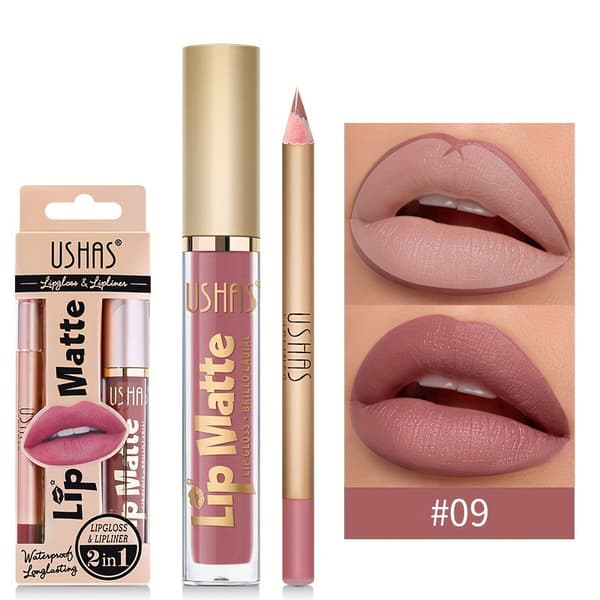 Lipgloss + læbeblyant + læbefarve + læbestift + langtidsholdbar læbepomade CS424A+B