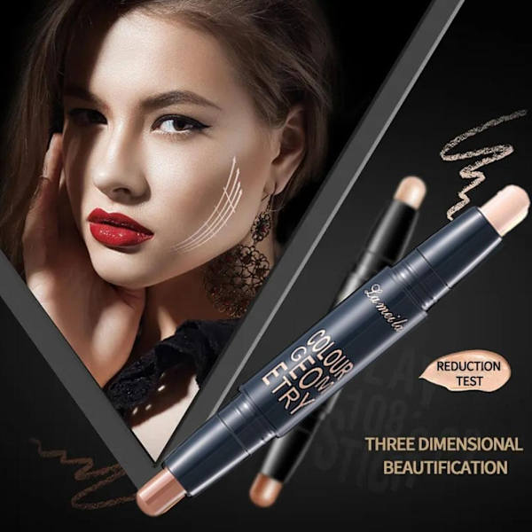 Dubbelsidig Highlighter Contouring Stick Näskontur Highlight Powder Stick M4V0 01# dark brown + natural color 3.6g