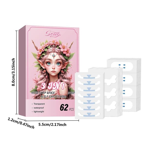 Soug Lifting Face Patch+ Sommerfugle Øre Patch+ Næse Patch Makeup Værktøj Ansigt Hele Cosplay W4z8