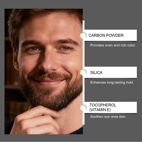 Sort øjenbrynspen + skægbørstesæt til mænds pleje - 2ml, sort