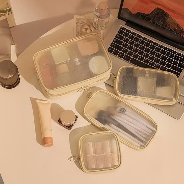 Dame Makeuptaske Mesh Rejseopbevaringstaske E7J0 White MB