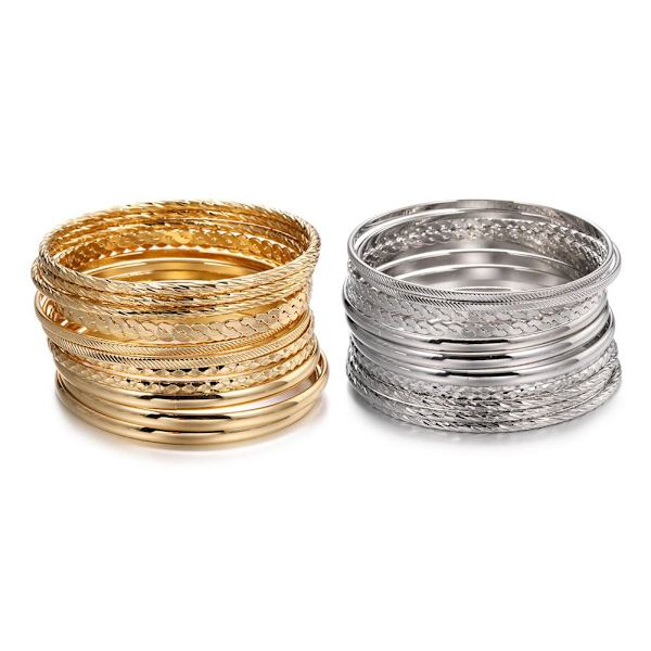 12 st/set Punk Kedjearmband Set för Kvinnor Boho Tjock Charm Armband Lot P A2W8 Silver One size
