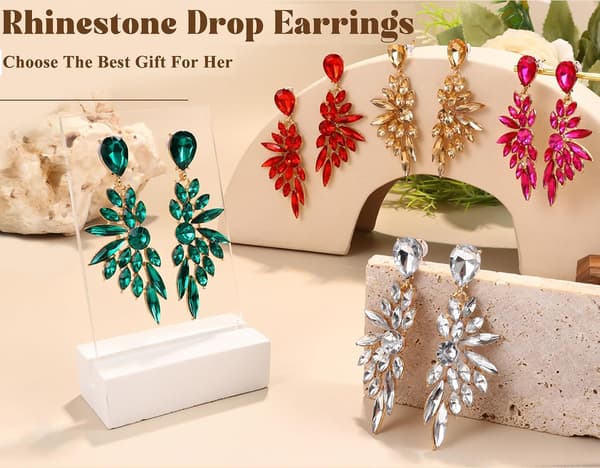 Dråpeøreringer for kvinner Bryllup Brud Krystall Tåreøreringer Bling Edelsten Rhinestone Ørering Statement Fargerike Gull Dingleøreringer A