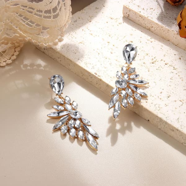 Dråpeøreringer for kvinner Bryllup Brud Krystall Tåreøreringer Bling Edelsten Rhinestone Ørering Statement Fargerike Gull Dingleøreringer A