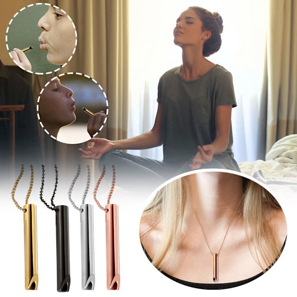 Stress och ångest halsband mindfulness andningsverktyg naturlig lindring Gold One size