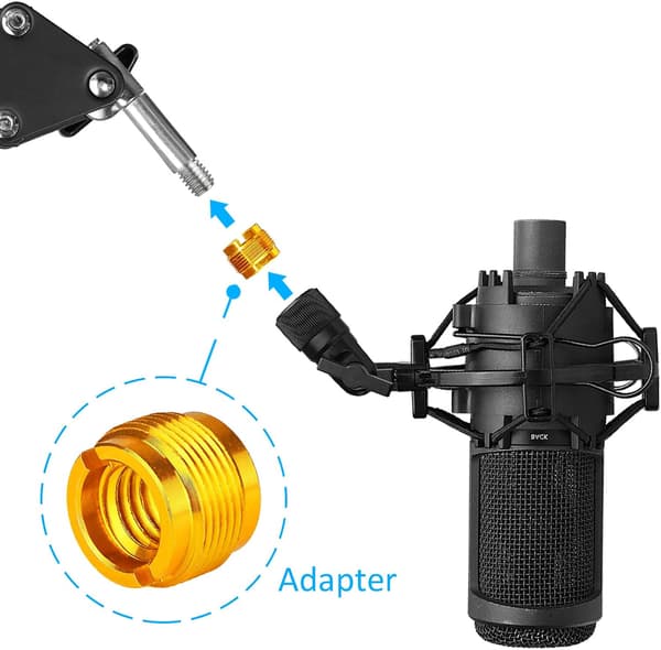 Boom Arm Adapter - Mikrofonstativ Skrueadapter, 5/8\" Han til 3/8\" Hun