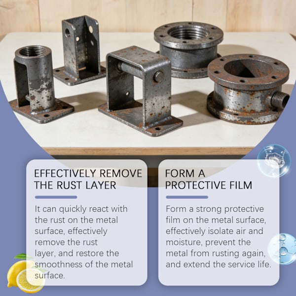 Rustfjerner til stål og rustfrit stål, rustfjernings- og plejemiddel til hardware og stål.