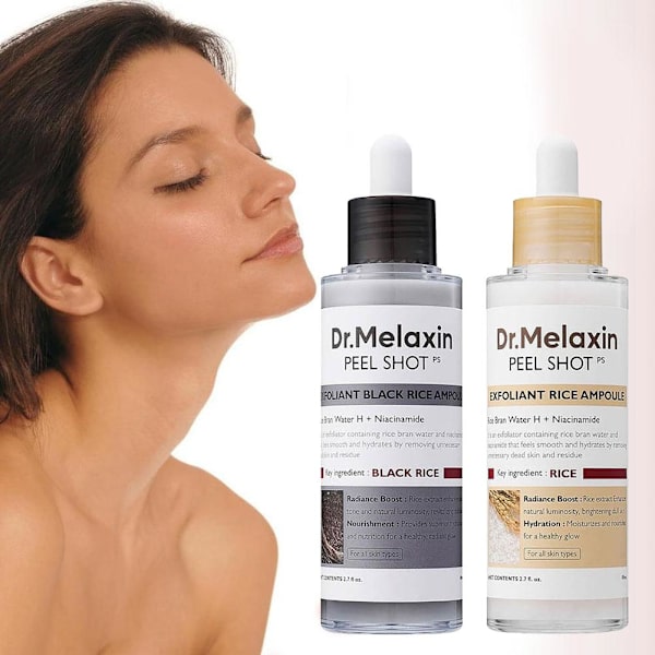 Dr.Melaxin PEEL SHOT GLOW EXFOLIANT RIS AMPOLL (VITT RIS/SVART RIS) black rice 80ml