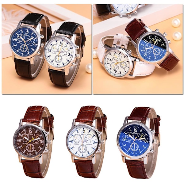 Herrar Läder Militära Casual Analog Kvarts Armbandsur Armbandsur black One-size