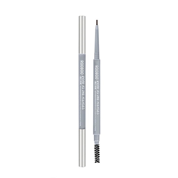 ROOBOO Dubbeländad Ögonbrynspenna Med Borste Vattentät Långvarig 04 # Smoke Grey 100mg