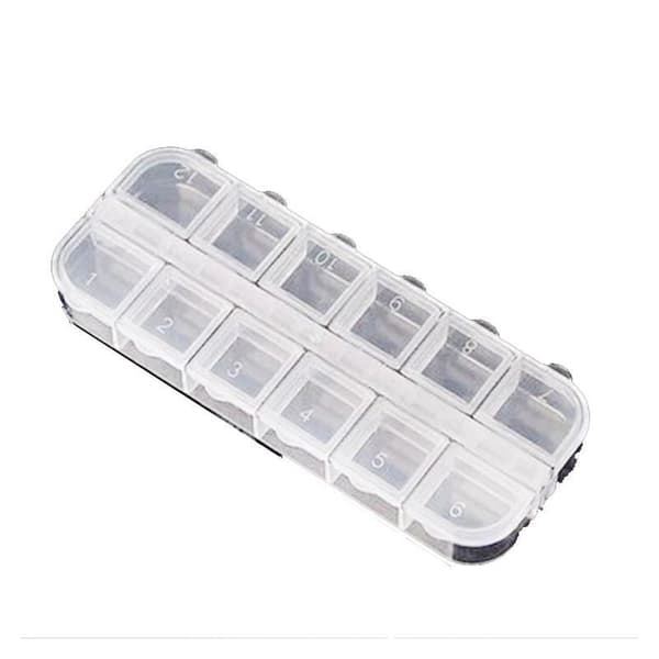 Opbevaringsboks med 12 rum i transparent plast