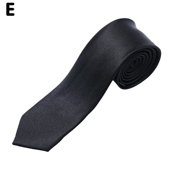 Klassisk enfärgad smal slips tunn slips för män pojkar bröllop black One-size