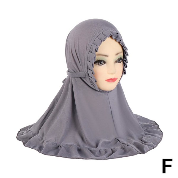 Heltäckande Hijab Amira Turban Scarf Barn Flickor Scarves Huvudskydd Gray 1pcs