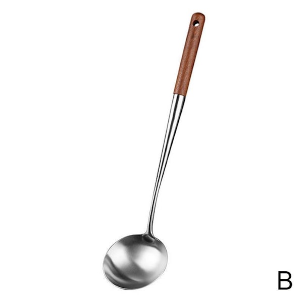 Wokspatel och slevset, 43 cm köksredskap i stål Hot з{ яη л⭐ S1D8 Silver+log colorB Spoon