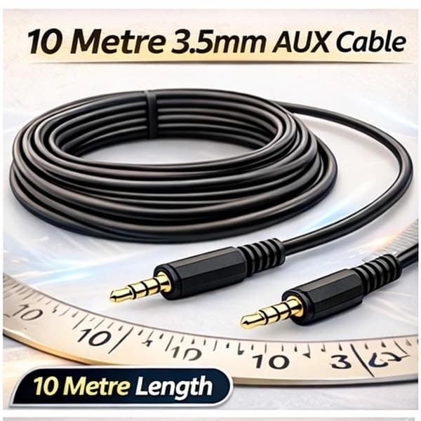 10-meters 3,5 mm mannlig stereoplugg-til-plugg lydkabel til salgs.
