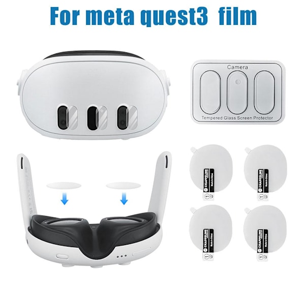 För Meta Quest3 VR Headset VR Värd HD Härdat Glas Film Linsskydd