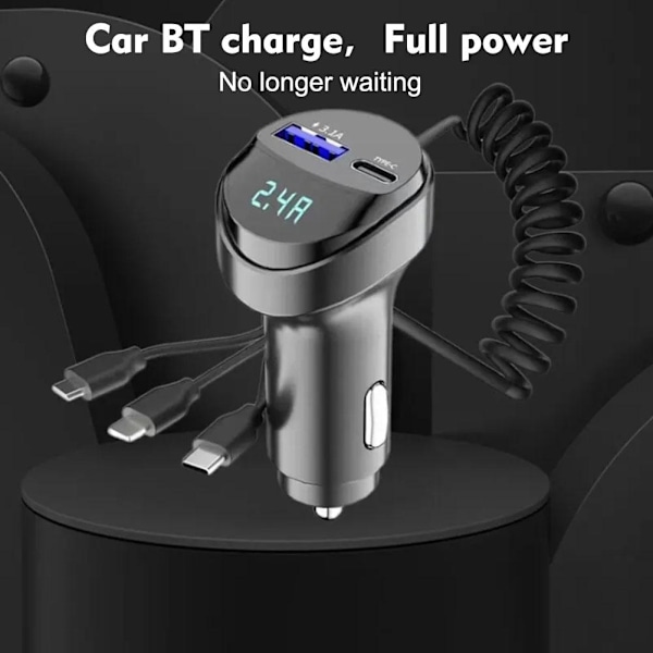 Billaddare 55W 2 Portar USB Snabb Billaddare för Telefon med Spänningsdisplay V1I V4D3