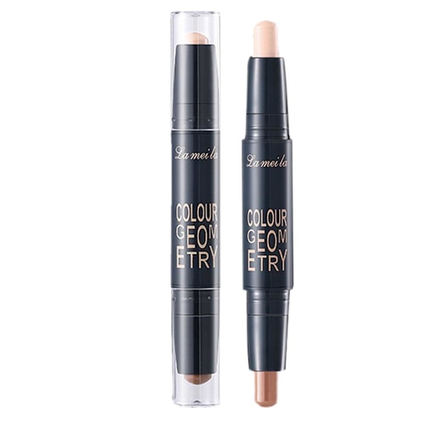 Dubbelsidig Highlighter Contouring Stick Näskontur Highlight Powder Stick M4V0 01# dark brown + natural color 3.6g