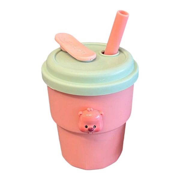 Söt Cartoon Vattenkopp Tjock Silikonplast Rund Kopp Vatten blue 300ml