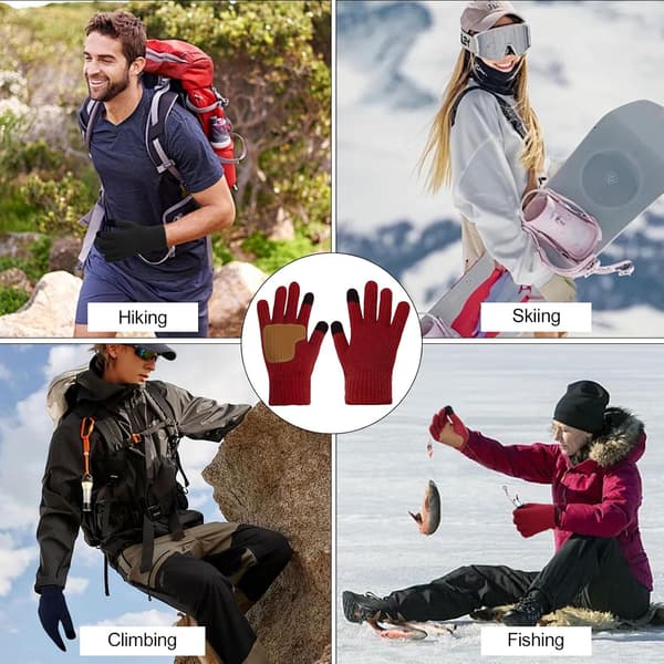 Langærmede vinterhandsker, unisex, varme, skridsikre, touchscreen vinterhandsker, strikkede varme handsker, forede elastiske handsker