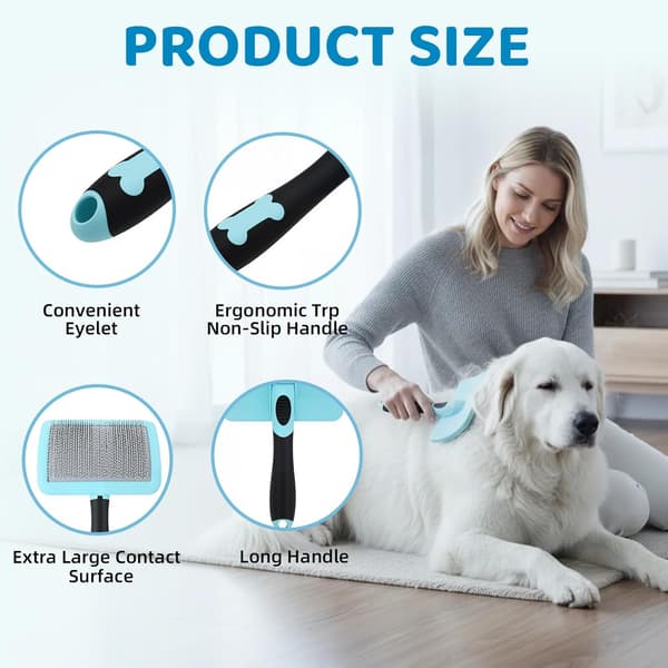 Great Pyrenees-børste, hundebørste for Great Pyrenees, børste for røyting og flossing, gaver til Great Pyrenees, blå