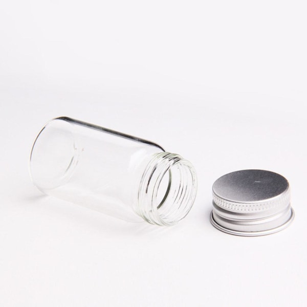 Glasflaskor Små Glasburkar Mini-burkar med Aluminiumsskruv Förvaring TransparentA S