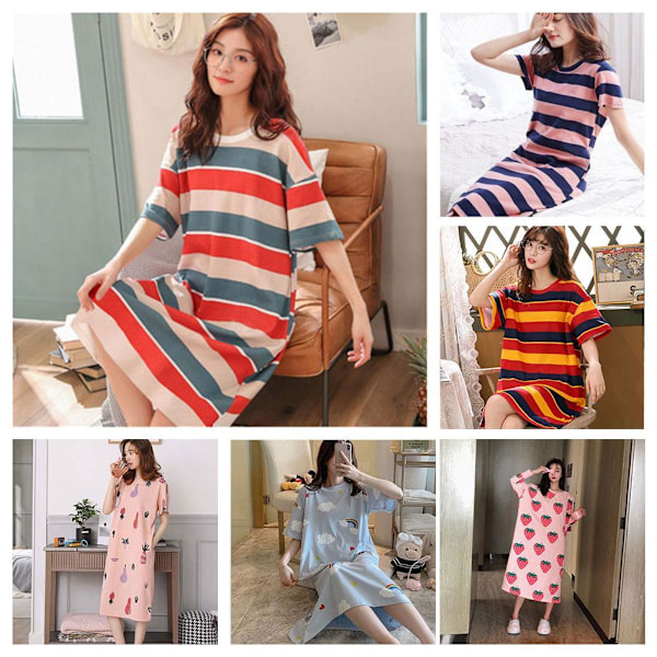 Kortärmad Dam Pyjamas Nattlinne Dam Sommar Set Hemmakläder O7m2 strawberry XL