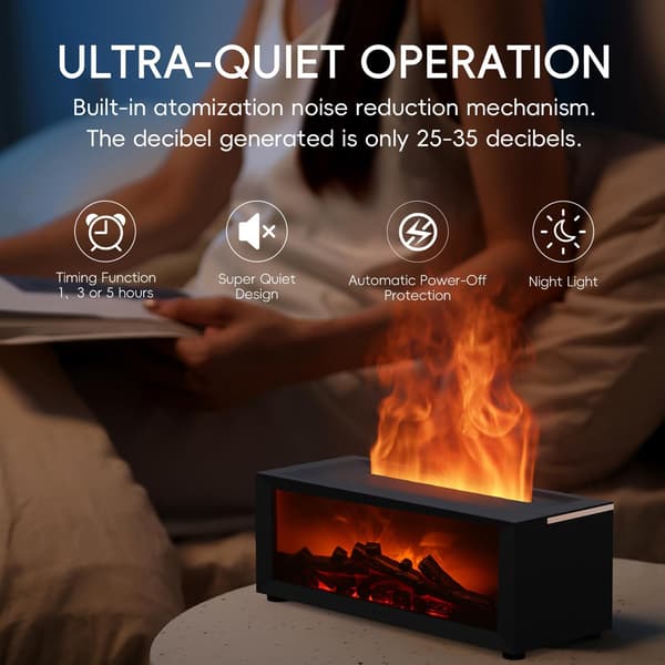 Eterisk oljediffuser, 7 farger peisflamme oljediffuser, 150 ml ultralyd aromaterapi luftfukter, duftdiffuser med fjernkontroll og timer