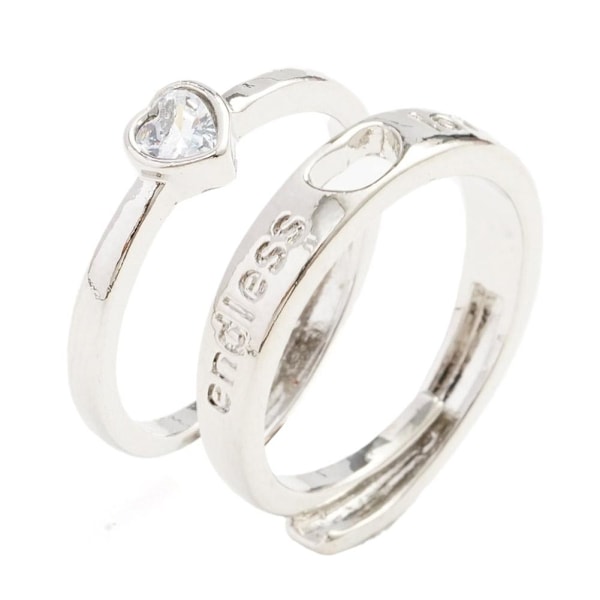 Fashion Couple Rings Justerbar Elegant Hjärta Kärlek Par Ringar Women One size