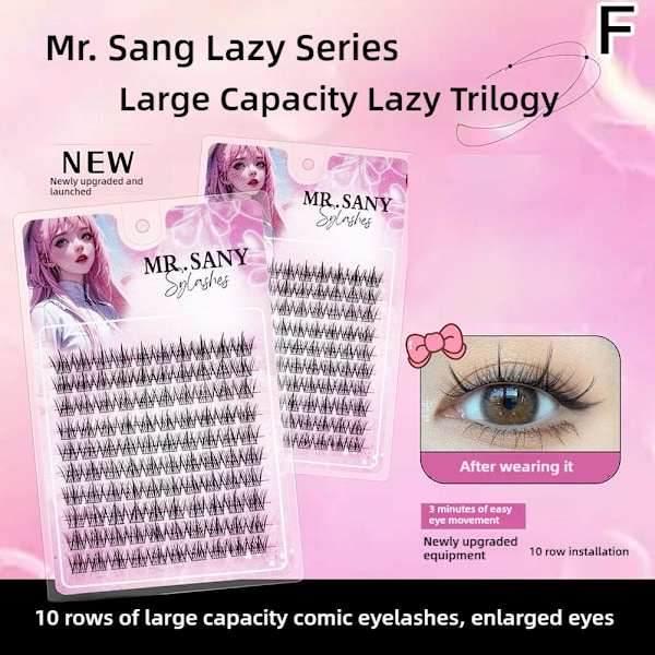 10 Rader Lösögonfransar med Stor Kapacitet Naturliga Segmenterade Enkla Lazy Trilogy 10 rows