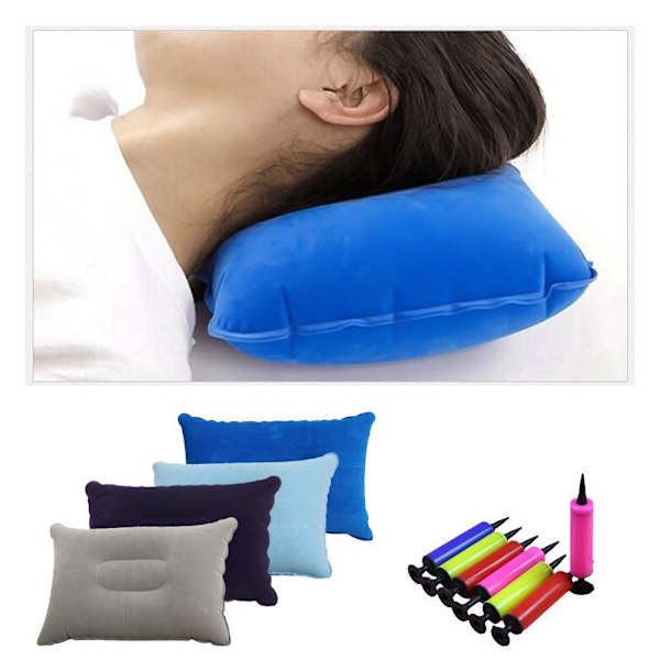 Luftkudde Uppblåsbara Kuddar Bärbar Huvudstöd Kompakt Camping Resa Ny Random color inflator