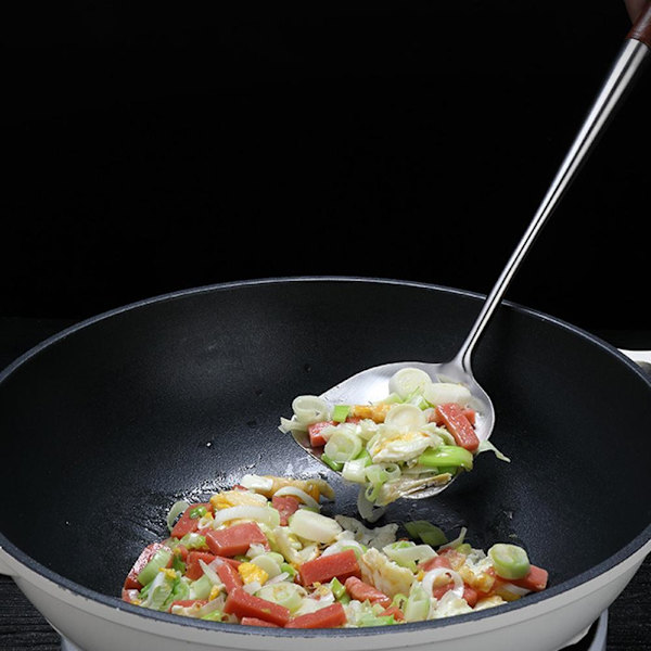 Wokspatel och slevset, 43 cm köksredskap i stål Hot з{ яη л⭐ S1D8 Silver+log colorB Spoon