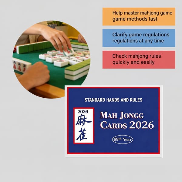 Mahjong spilleregelkort, bærbart papir mahjong spillguide tilbehørskort