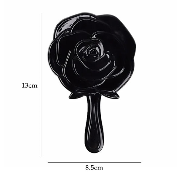 Vintage Ros Handhållen Sminkspegel Ficksminkspegel black 1pcs
